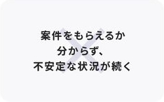 案件をもらえるか分からず、不安定な状況が続く
